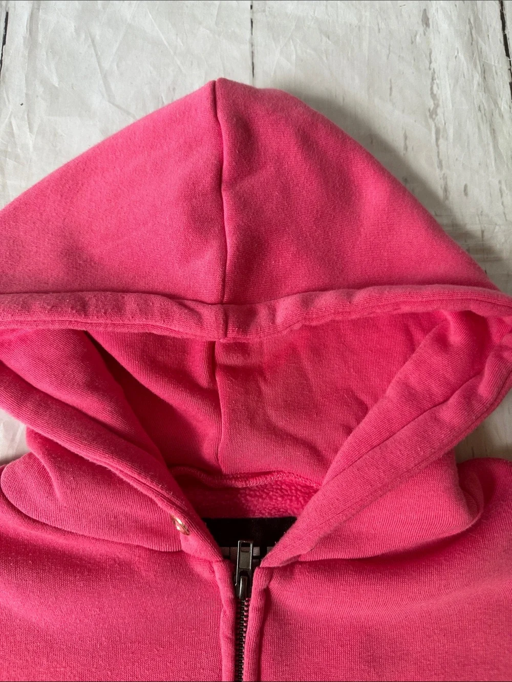 Katie J NYC Cropped Pink Zip Hoodie large